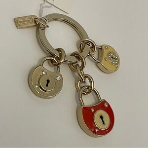 NWT Coach Sweatheart Tri Padlocks Keychain Bag Charm